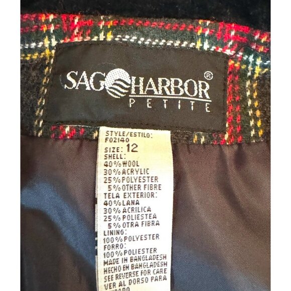 90s Plaid Blazer Jacket L 12 Wool Academia Preppy Velvet Tartan Old Money - Picture 11 of 12